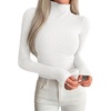 image:imagePRETTYGARDEN Long Sleeve Shirts for Women Fall Fashion 2026 Mock Neck Fitted Ribbed Sweater Tops Casual Basic Winter ClothingWhite