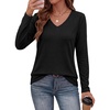 image:imagePRETTYGARDEN Womens Long Sleeve Shirts V Neck Basic Tees  Going Out Tops Soft Comfy Plain TShirts Loose Fit Tunic Blouses Casual Versatile Wear Brunch Outfits 2026 Fall ClothesBlack
