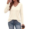 image:imagePRETTYGARDEN Womens Long Sleeve Shirts V Neck Basic Tees  Going Out Tops Soft Comfy Plain TShirts Loose Fit Tunic Blouses Casual Versatile Wear Brunch Outfits 2026 Fall ClothesBeige