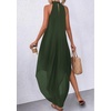 image:imagePRETTYGARDEN Summer Wedding Guest Dresses for Women 2026 Spring Long Flowy Halter Maxi Asymmetrical Beach Vacation SundressArmy Green