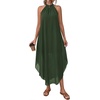 image:imagePRETTYGARDEN Summer Wedding Guest Dresses for Women 2026 Spring Long Flowy Halter Maxi Asymmetrical Beach Vacation SundressArmy Green