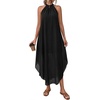 image:imagePRETTYGARDEN Summer Wedding Guest Dresses for Women 2026 Spring Long Flowy Halter Maxi Asymmetrical Beach Vacation SundressBlack