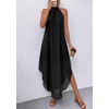 image:imagePRETTYGARDEN Summer Wedding Guest Dresses for Women 2026 Spring Long Flowy Halter Maxi Asymmetrical Beach Vacation SundressBlack
