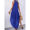 image:imagePRETTYGARDEN Summer Wedding Guest Dresses for Women 2026 Spring Long Flowy Halter Maxi Asymmetrical Beach Vacation SundressBlue