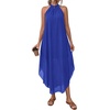 image:imagePRETTYGARDEN Summer Wedding Guest Dresses for Women 2026 Spring Long Flowy Halter Maxi Asymmetrical Beach Vacation SundressBlue