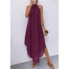 image:imagePRETTYGARDEN Summer Wedding Guest Dresses for Women 2026 Spring Long Flowy Halter Maxi Asymmetrical Beach Vacation SundressBurgundy
