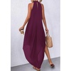 image:imagePRETTYGARDEN Summer Wedding Guest Dresses for Women 2026 Spring Long Flowy Halter Maxi Asymmetrical Beach Vacation SundressBurgundy