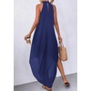image:imagePRETTYGARDEN Summer Wedding Guest Dresses for Women 2026 Spring Long Flowy Halter Maxi Asymmetrical Beach Vacation SundressDark Blue