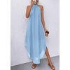 image:imagePRETTYGARDEN Summer Wedding Guest Dresses for Women 2026 Spring Long Flowy Halter Maxi Asymmetrical Beach Vacation SundressLight Blue