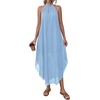 image:imagePRETTYGARDEN Summer Wedding Guest Dresses for Women 2026 Spring Long Flowy Halter Maxi Asymmetrical Beach Vacation SundressLight Blue