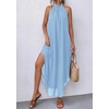 image:imagePRETTYGARDEN Summer Wedding Guest Dresses for Women 2026 Spring Long Flowy Halter Maxi Asymmetrical Beach Vacation SundressLight Blue