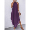 image:imagePRETTYGARDEN Summer Wedding Guest Dresses for Women 2026 Spring Long Flowy Halter Maxi Asymmetrical Beach Vacation SundressPurple