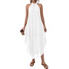 image:imagePRETTYGARDEN Summer Wedding Guest Dresses for Women 2026 Spring Long Flowy Halter Maxi Asymmetrical Beach Vacation SundressWhite