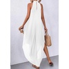 image:imagePRETTYGARDEN Summer Wedding Guest Dresses for Women 2026 Spring Long Flowy Halter Maxi Asymmetrical Beach Vacation SundressWhite