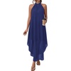 image:imagePRETTYGARDEN Summer Wedding Guest Dresses for Women 2026 Spring Long Flowy Halter Maxi Asymmetrical Beach Vacation SundressDark Blue