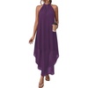 image:imagePRETTYGARDEN Summer Wedding Guest Dresses for Women 2026 Spring Long Flowy Halter Maxi Asymmetrical Beach Vacation SundressPurple