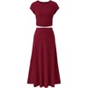 image:imagePRETTYGARDEN Two Piece Skirt Set for Women 2026 Summer Spring Dressy Casual Knit Travel Vacation Matching Lounge OutfitsWine Red