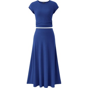 image:imagePRETTYGARDEN Two Piece Skirt Set for Women 2026 Summer Spring Dressy Casual Knit Travel Vacation Matching Lounge OutfitsRoyal Blue