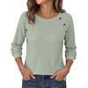 image:imagePRETTYGARDEN Fall Long Sleeve Waffle Knit Shirts for Women  Soft Stretchy Tops Casual Crew Neck Raglan Sleeves with Deco Buttons Loose Fit Tunics Comfy Clothes for Work WearSage Green