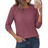 image:imagePRETTYGARDEN Fall Long Sleeve Waffle Knit Shirts for Women  Soft Stretchy Tops Casual Crew Neck Raglan Sleeves with Deco Buttons Loose Fit Tunics Comfy Clothes for Work WearMauve