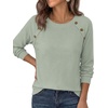 image:imagePRETTYGARDEN Fall Long Sleeve Waffle Knit Shirts for Women  Soft Stretchy Tops Casual Crew Neck Raglan Sleeves with Deco Buttons Loose Fit Tunics Comfy Clothes for Work WearSage Green