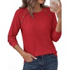 image:imagePRETTYGARDEN Fall Long Sleeve Waffle Knit Shirts for Women  Soft Stretchy Tops Casual Crew Neck Raglan Sleeves with Deco Buttons Loose Fit Tunics Comfy Clothes for Work WearRed