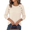image:imagePRETTYGARDEN Fall Long Sleeve Waffle Knit Shirts for Women  Soft Stretchy Tops Casual Crew Neck Raglan Sleeves with Deco Buttons Loose Fit Tunics Comfy Clothes for Work WearBeige