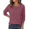 image:imagePRETTYGARDEN Fall Long Sleeve Waffle Knit Shirts for Women  Soft Stretchy Tops Casual Crew Neck Raglan Sleeves with Deco Buttons Loose Fit Tunics Comfy Clothes for Work WearMauve