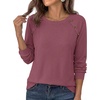 image:imagePRETTYGARDEN Fall Long Sleeve Waffle Knit Shirts for Women  Soft Stretchy Tops Casual Crew Neck Raglan Sleeves with Deco Buttons Loose Fit Tunics Comfy Clothes for Work WearMauve
