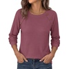image:imagePRETTYGARDEN Fall Long Sleeve Waffle Knit Shirts for Women  Soft Stretchy Tops Casual Crew Neck Raglan Sleeves with Deco Buttons Loose Fit Tunics Comfy Clothes for Work WearMauve