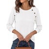 image:imagePRETTYGARDEN Fall Long Sleeve Waffle Knit Shirts for Women  Soft Stretchy Tops Casual Crew Neck Raglan Sleeves with Deco Buttons Loose Fit Tunics Comfy Clothes for Work WearWhite