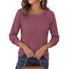 image:imagePRETTYGARDEN Fall Long Sleeve Waffle Knit Shirts for Women  Soft Stretchy Tops Casual Crew Neck Raglan Sleeves with Deco Buttons Loose Fit Tunics Comfy Clothes for Work WearMauve