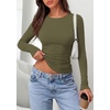 image:imagePRETTYGARDEN Long Sleeve Shirts for Women 2026 Fall Casual Crewneck Tight Slim Fit Layering Basic T Shirt Going Out TopsArmy Green