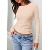 image:imagePRETTYGARDEN Long Sleeve Shirts for Women 2026 Fall Casual Crewneck Tight Slim Fit Layering Basic T Shirt Going Out TopsBeige