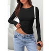 image:imagePRETTYGARDEN Long Sleeve Shirts for Women 2026 Fall Casual Crewneck Tight Slim Fit Layering Basic T Shirt Going Out TopsBlack