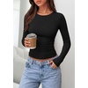 image:imagePRETTYGARDEN Long Sleeve Shirts for Women 2026 Fall Casual Crewneck Tight Slim Fit Layering Basic T Shirt Going Out TopsBlack