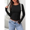 image:imagePRETTYGARDEN Long Sleeve Shirts for Women 2026 Fall Casual Crewneck Tight Slim Fit Layering Basic T Shirt Going Out TopsBlack