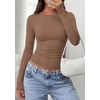 image:imagePRETTYGARDEN Long Sleeve Shirts for Women 2026 Fall Casual Crewneck Tight Slim Fit Layering Basic T Shirt Going Out TopsBrown