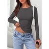 image:imagePRETTYGARDEN Long Sleeve Shirts for Women 2026 Fall Casual Crewneck Tight Slim Fit Layering Basic T Shirt Going Out TopsDark Grey