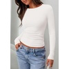 image:imagePRETTYGARDEN Long Sleeve Shirts for Women 2026 Fall Casual Crewneck Tight Slim Fit Layering Basic T Shirt Going Out TopsWhite
