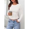 image:imagePRETTYGARDEN Long Sleeve Shirts for Women 2026 Fall Casual Crewneck Tight Slim Fit Layering Basic T Shirt Going Out TopsWhite