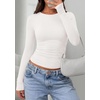image:imagePRETTYGARDEN Long Sleeve Shirts for Women 2026 Fall Casual Crewneck Tight Slim Fit Layering Basic T Shirt Going Out TopsWhite