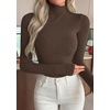 image:imagePRETTYGARDEN Long Sleeve Shirts for Women Fall Clothes  Soft Brushed Ribbed Knit Pullover Mock Neck Lightweight Sweater Comfy Underscrubs Basic Casual Winter Layering TopsBrown