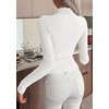 image:imagePRETTYGARDEN Long Sleeve Shirts for Women Fall Clothes  Soft Brushed Ribbed Knit Pullover Mock Neck Lightweight Sweater Comfy Underscrubs Basic Casual Winter Layering TopsWhite