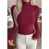 image:imagePRETTYGARDEN Long Sleeve Shirts for Women Fall Clothes  Soft Brushed Ribbed Knit Pullover Mock Neck Lightweight Sweater Comfy Underscrubs Basic Casual Winter Layering TopsBurgundy