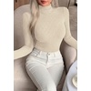 image:imagePRETTYGARDEN Long Sleeve Shirts for Women Fall Clothes  Soft Brushed Ribbed Knit Pullover Mock Neck Lightweight Sweater Comfy Underscrubs Basic Casual Winter Layering TopsApricot