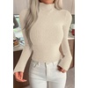 image:imagePRETTYGARDEN Long Sleeve Shirts for Women Fall Clothes  Soft Brushed Ribbed Knit Pullover Mock Neck Lightweight Sweater Comfy Underscrubs Basic Casual Winter Layering TopsApricot