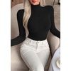 image:imagePRETTYGARDEN Long Sleeve Shirts for Women Fall Clothes  Soft Brushed Ribbed Knit Pullover Mock Neck Lightweight Sweater Comfy Underscrubs Basic Casual Winter Layering TopsBlack
