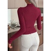image:imagePRETTYGARDEN Long Sleeve Shirts for Women Fall Clothes  Soft Brushed Ribbed Knit Pullover Mock Neck Lightweight Sweater Comfy Underscrubs Basic Casual Winter Layering TopsBurgundy