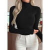 image:imagePRETTYGARDEN Long Sleeve Shirts for Women Fall Clothes  Soft Brushed Ribbed Knit Pullover Mock Neck Lightweight Sweater Comfy Underscrubs Basic Casual Winter Layering TopsBlack